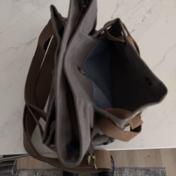 Zede Paris Pont des Arts Gray Canvas Satchel Mini Elevated Casual Parisian Chic - Picture 10 of 10